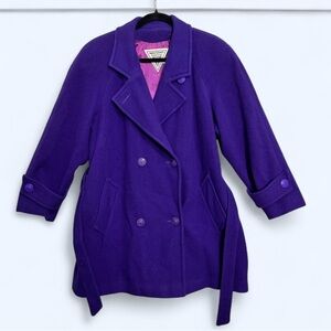 Vtg J. Percy For Marvin Richards Purple Wool Coat Peacoat Sz 8 USA Made Preppy